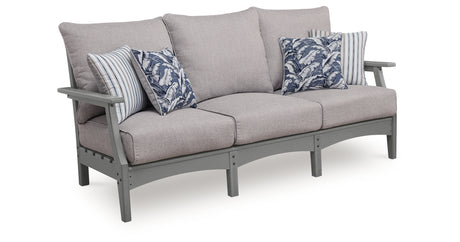 Cove Beach Gray Outdoor Sofa with Cushion from Ashley - Luna Furniture