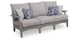 Cove Beach Outdoor Sofa and Loveseat with Coffee Table in Gray from Ashley Furniture - Luna Furniture