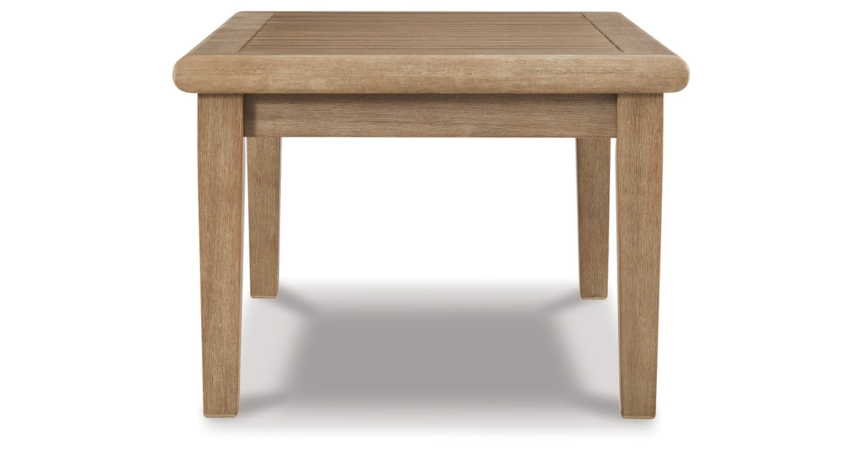Clare View Outdoor Sofa with Coffee Table in Beige from Ashley Furniture - Luna Furniture