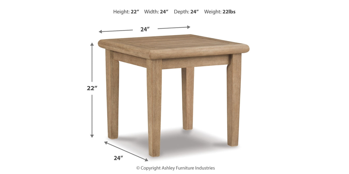 Clare View 2 Outdoor Chairs with End Table in Beige from Ashley Furniture - Luna Furniture