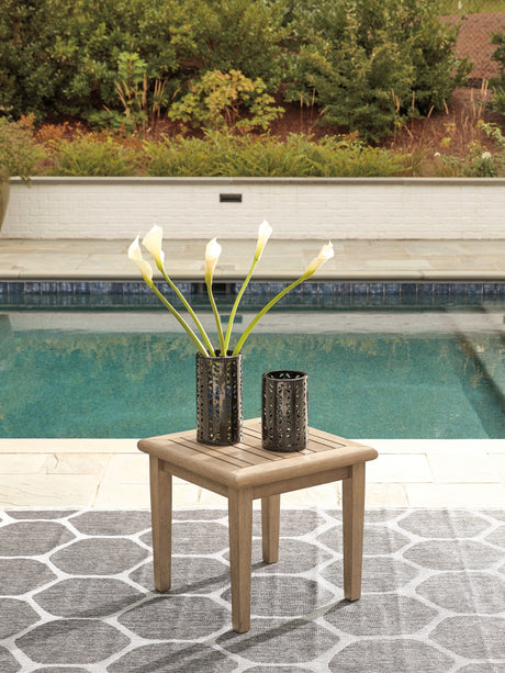Gerianne Outdoor Coffee Table with 2 End Tables in Grayish Brown from Ashley Furniture - Luna Furniture
