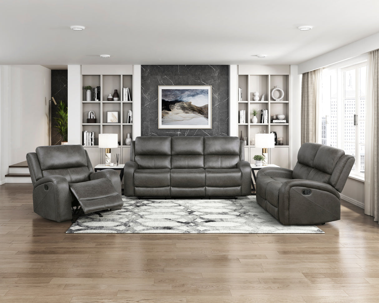 Pagosa Gray Double Reclining Loveseat from Homelegance - Luna Furniture