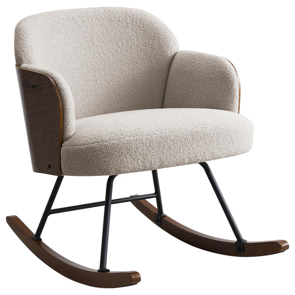 Paige Beige Boucle Mid Back Rocking Chair