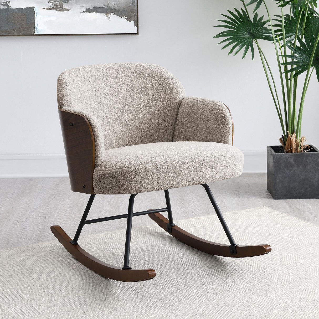 Paige Beige Boucle Mid Back Rocking Chair from Coaster - Luna Furniture