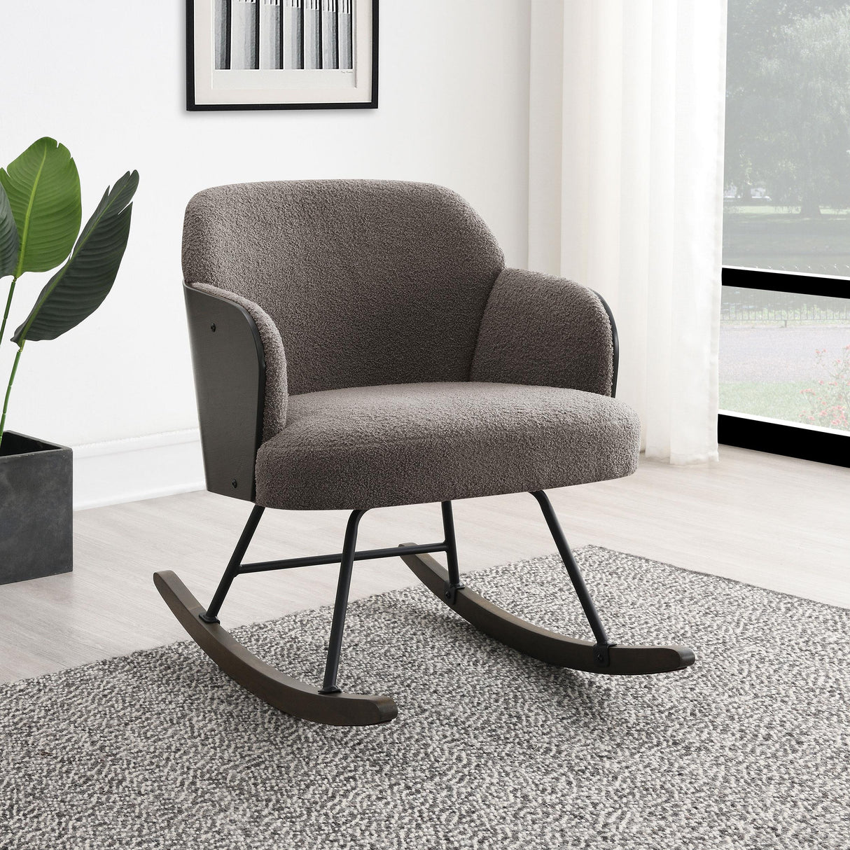 Paige Taupe Boucle Mid Back Rocking Chair from Coaster - Luna Furniture