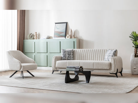 Palermo 3-pieces (Sofa & Loveseat & Chair) Livingroom Set in Cream from Furnia - Luna Furniture