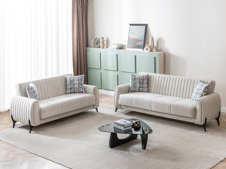 Palermo 3-pieces (Sofa & Loveseat & Chair) Livingroom Set in Cream from Furnia - Luna Furniture