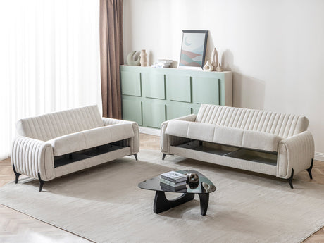Palermo 3-pieces (Sofa & Loveseat & Chair) Livingroom Set in Cream from Furnia - Luna Furniture
