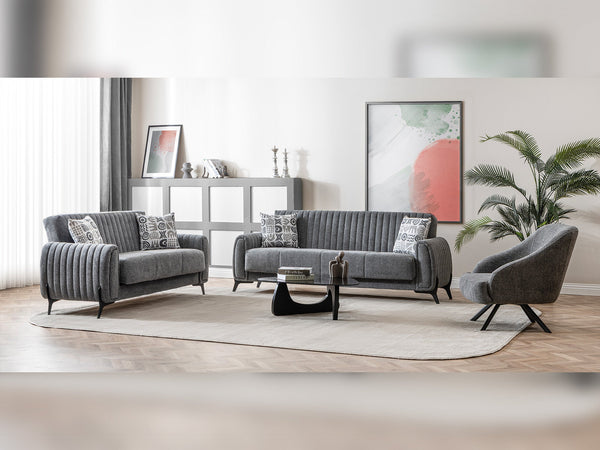 Palermo 3-pieces (Sofa & Loveseat & Chair) Livingroom Set in Grey