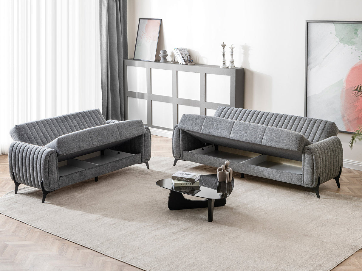 Palermo 3-pieces (Sofa & Loveseat & Chair) Livingroom Set in Grey from Furnia - Luna Furniture