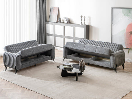 Palermo 3-pieces (Sofa & Loveseat & Chair) Livingroom Set in Grey from Furnia - Luna Furniture