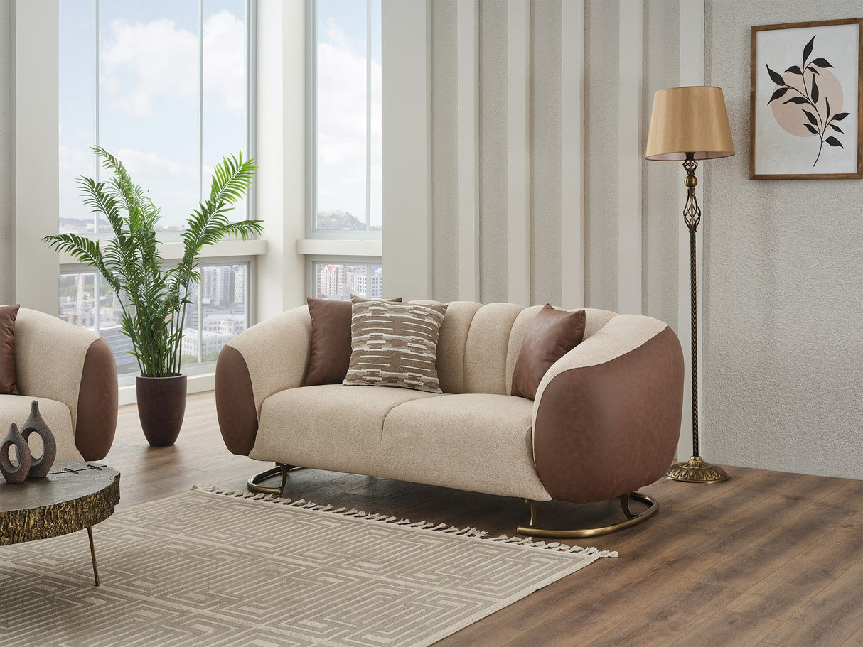 Palmera 3-pieces (Sofa & Loveseat & Chair) Livingroom Set in Cream from Furnia - Luna Furniture