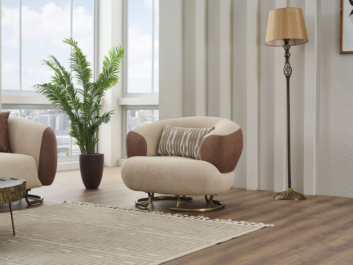 Palmera 3-pieces (Sofa & Loveseat & Chair) Livingroom Set in Cream from Furnia - Luna Furniture