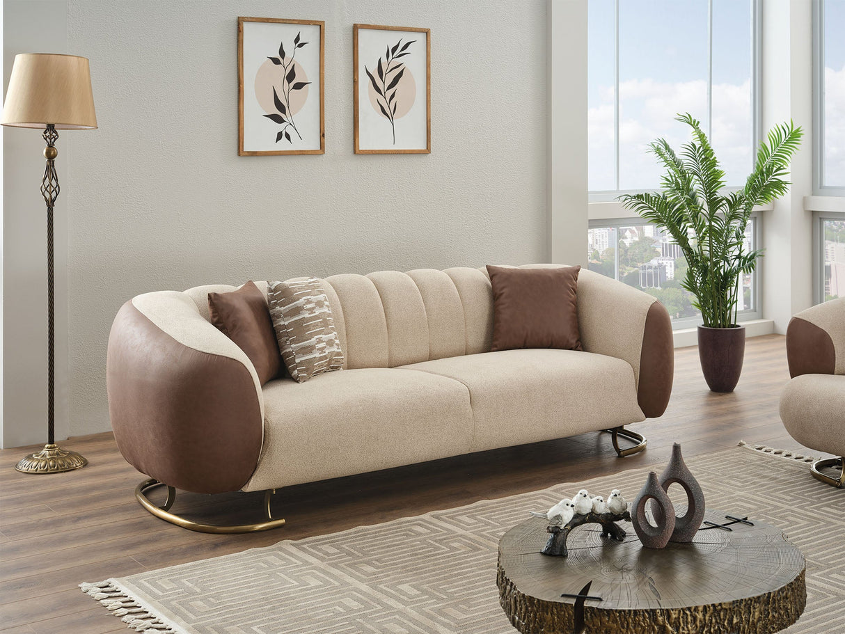 Palmera 3-pieces (Sofa & Loveseat & Chair) Livingroom Set in Cream from Furnia - Luna Furniture