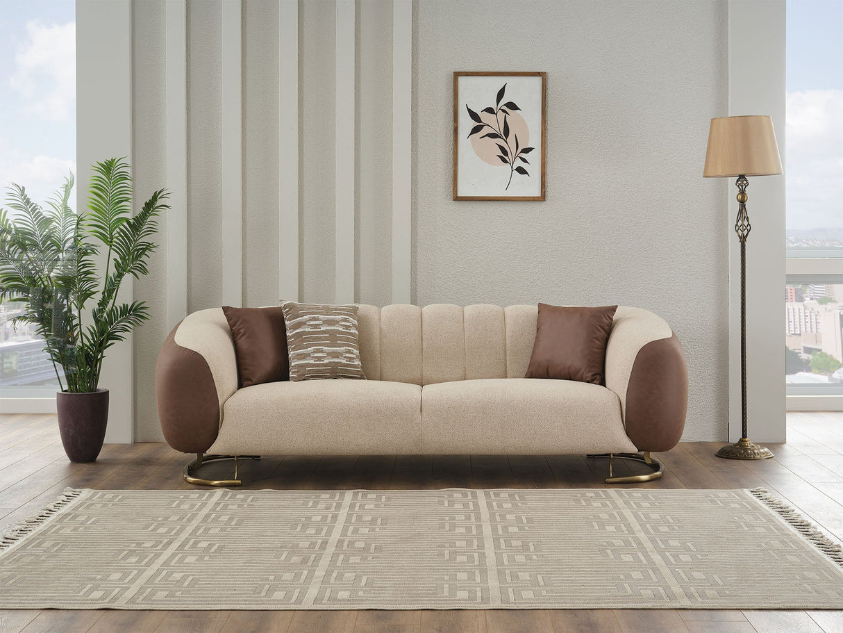 Palmera 3-pieces (Sofa & Loveseat & Chair) Livingroom Set in Cream from Furnia - Luna Furniture