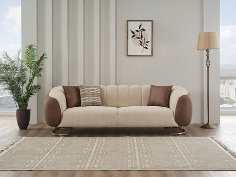 Palmera 3-pieces (Sofa & Loveseat & Chair) Livingroom Set in Cream from Furnia - Luna Furniture