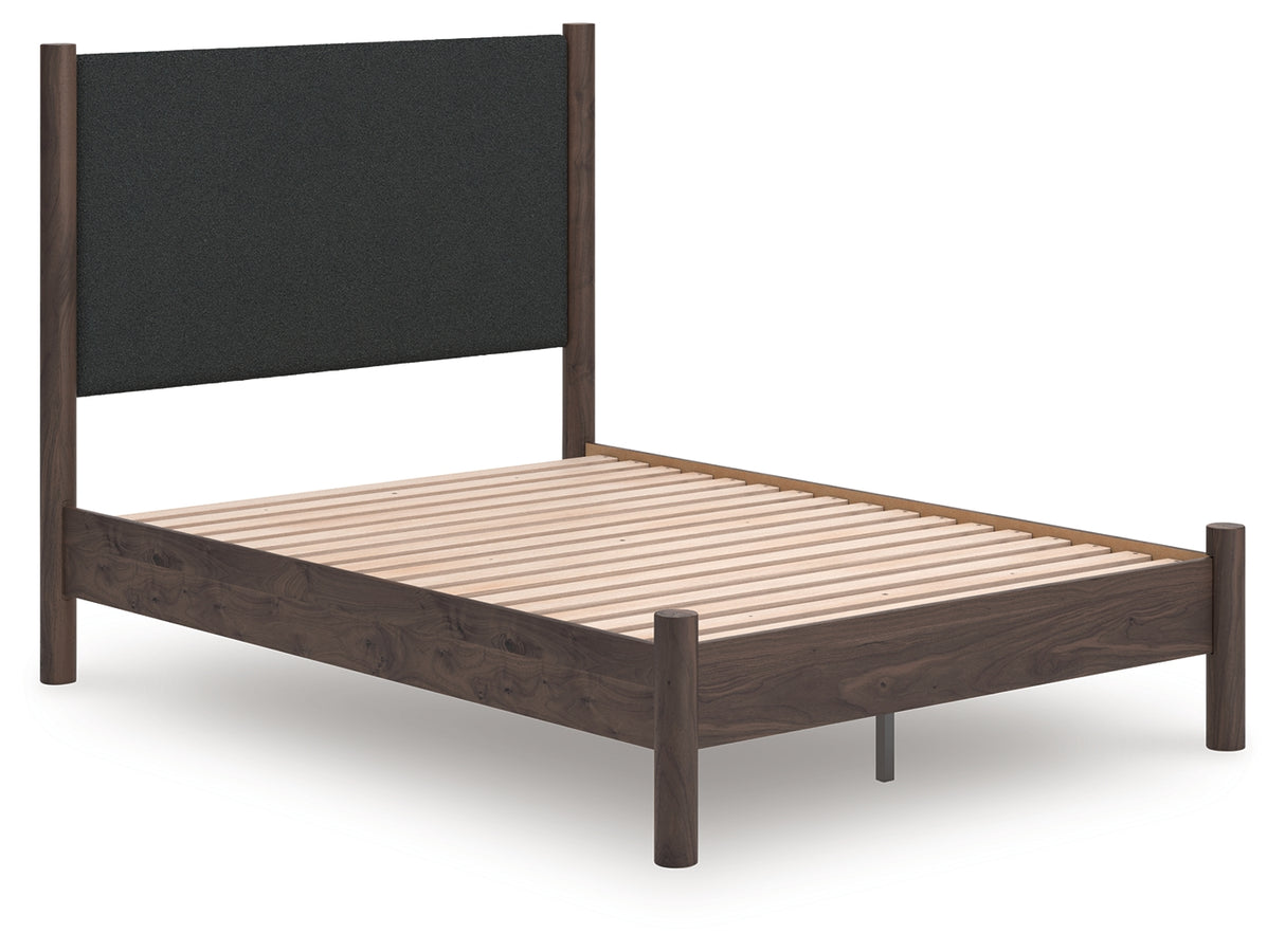 Pamytta Brown Full Upholstered Panel Platform Bed from Ashley Furniture - Luna Furniture