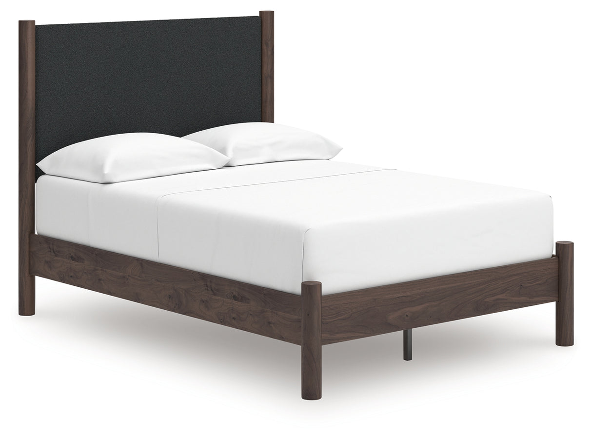 Pamytta Brown Full Upholstered Panel Platform Bed from Ashley Furniture - Luna Furniture