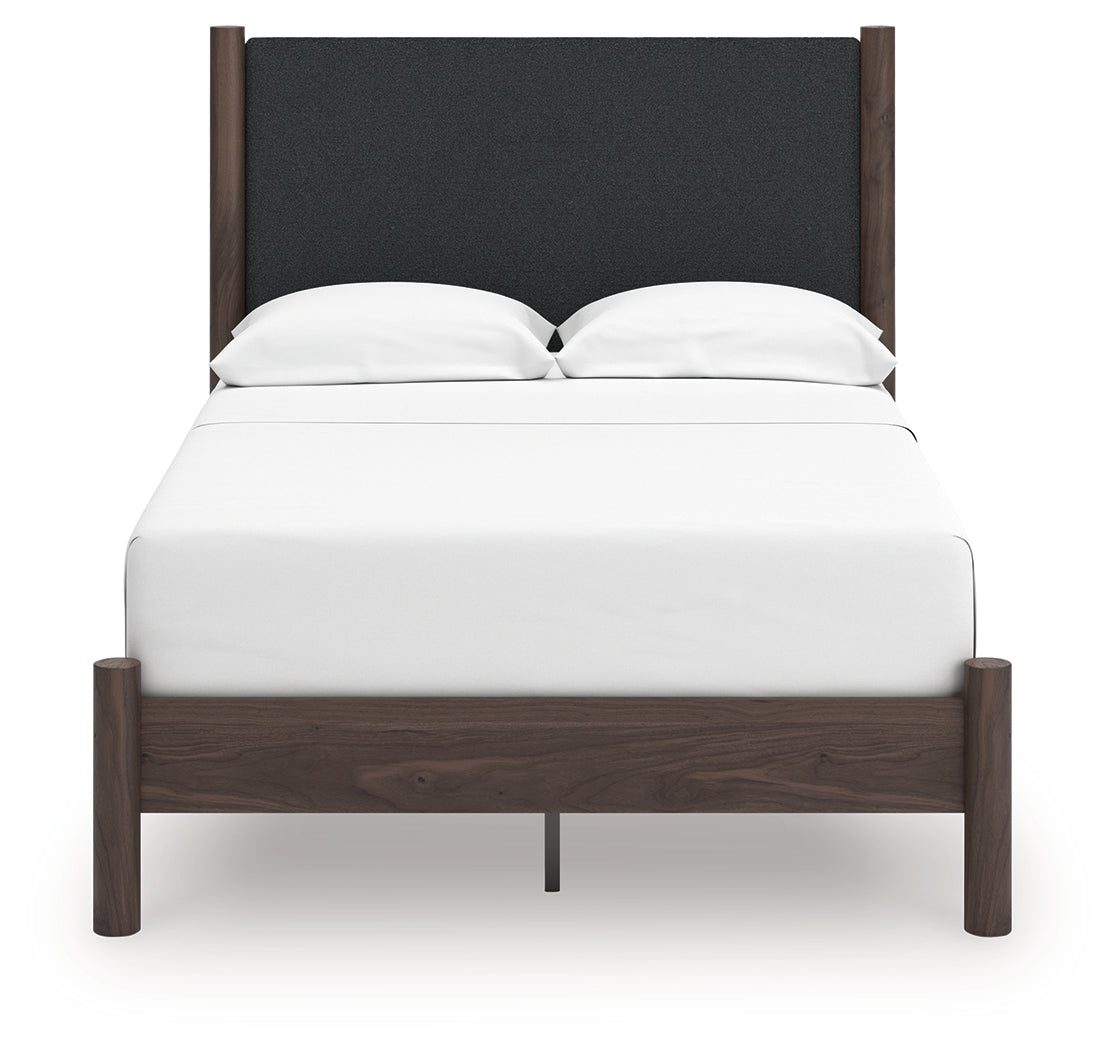 Pamytta Brown Full Upholstered Panel Platform Bed from Ashley Furniture - Luna Furniture