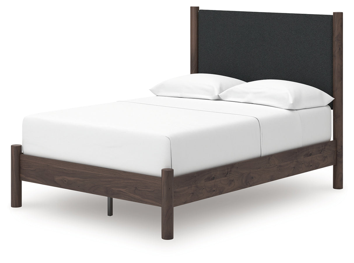 Pamytta Brown Full Upholstered Panel Platform Bed from Ashley Furniture - Luna Furniture