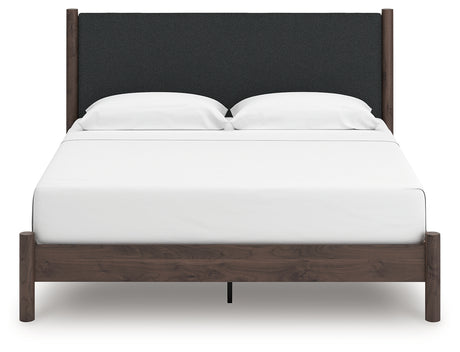 Pamytta Brown King Upholstered Panel Platform Bed from Ashley - Luna Furniture