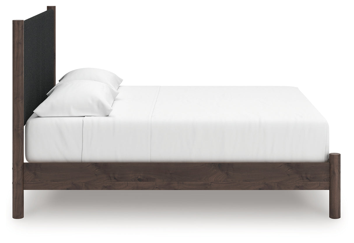 Pamytta Brown King Upholstered Panel Platform Bed from Ashley - Luna Furniture