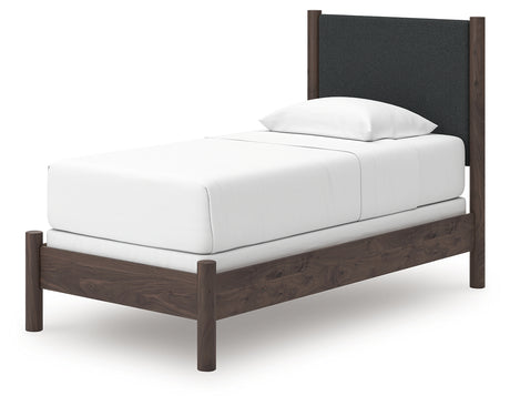 Pamytta Brown Twin Upholstered Panel Bed from Ashley - Luna Furniture