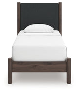 Pamytta Brown Twin Upholstered Panel Platform Bed from Ashley - Luna Furniture