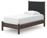 Pamytta Brown Twin Upholstered Panel Platform Bed from Ashley - Luna Furniture