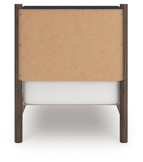 Pamytta Brown Twin Upholstered Panel Platform Bed from Ashley - Luna Furniture