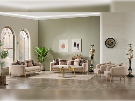 Shelby 4-pieces (2 Sofa & 2 Chair) Livingroom Set in Beige from Furnia - Luna Furniture