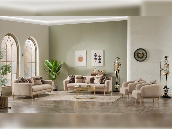Shelby Beige 4-Piece Living Room Set (2 Sofa & 2 Chair)