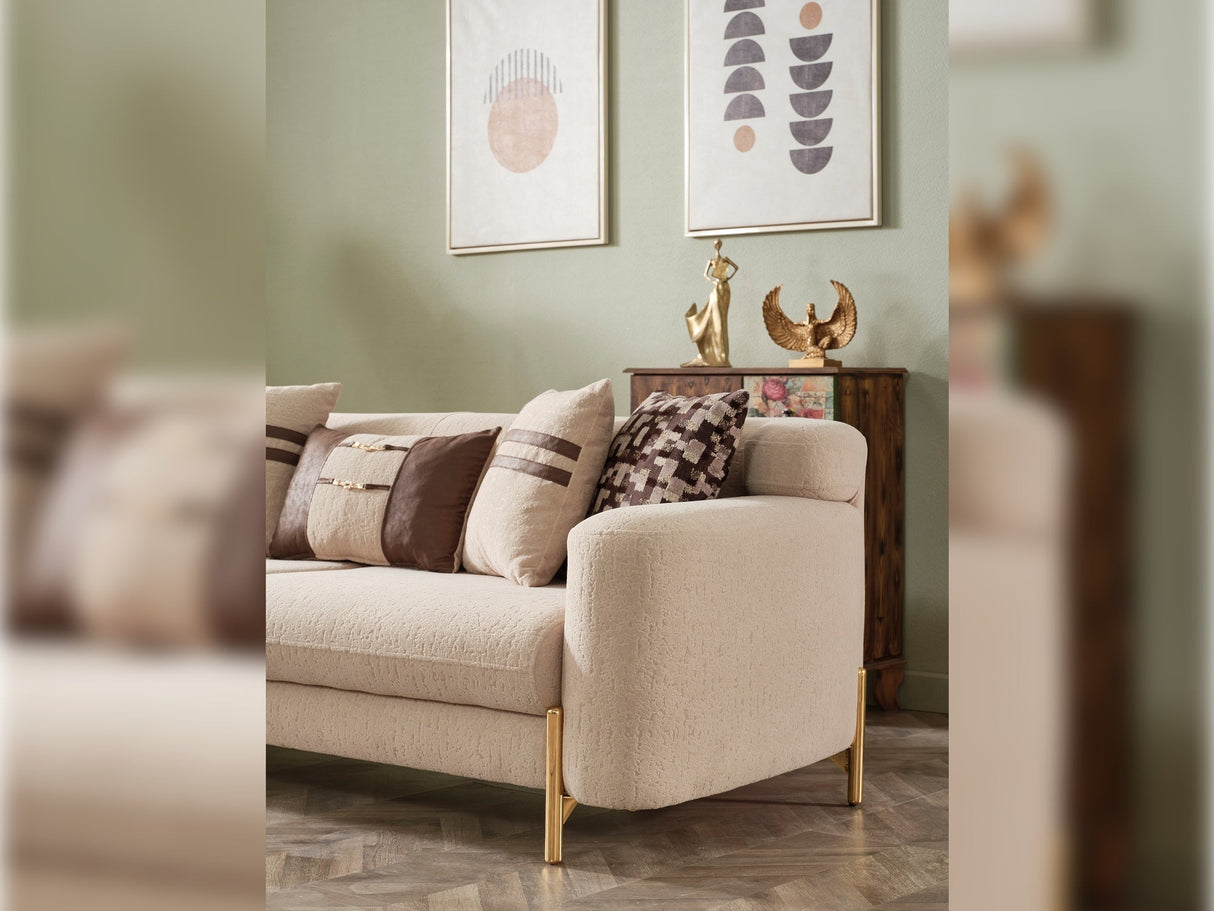 Shelby 4-pieces (2 Sofa & 2 Chair) Livingroom Set in Beige from Furnia - Luna Furniture