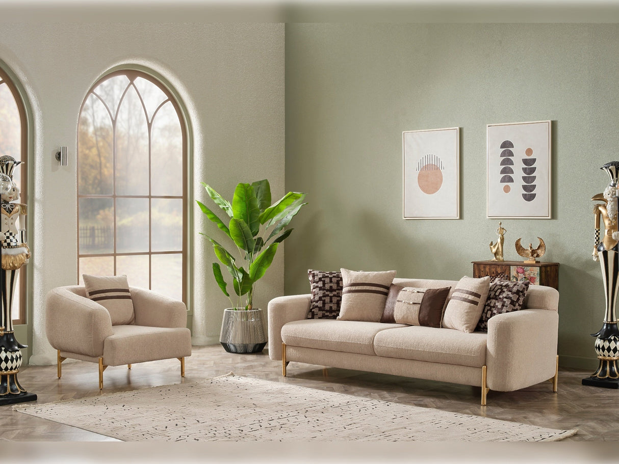 Shelby Stationary Sofa in Beige from Furnia - Luna Furniture