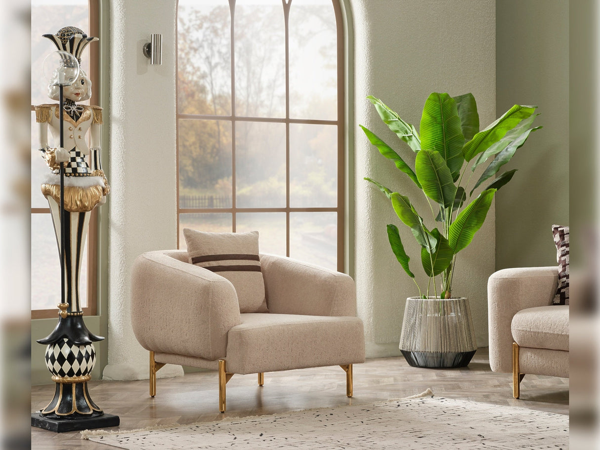 Shelby 4-pieces (2 Sofa & 2 Chair) Livingroom Set in Beige from Furnia - Luna Furniture