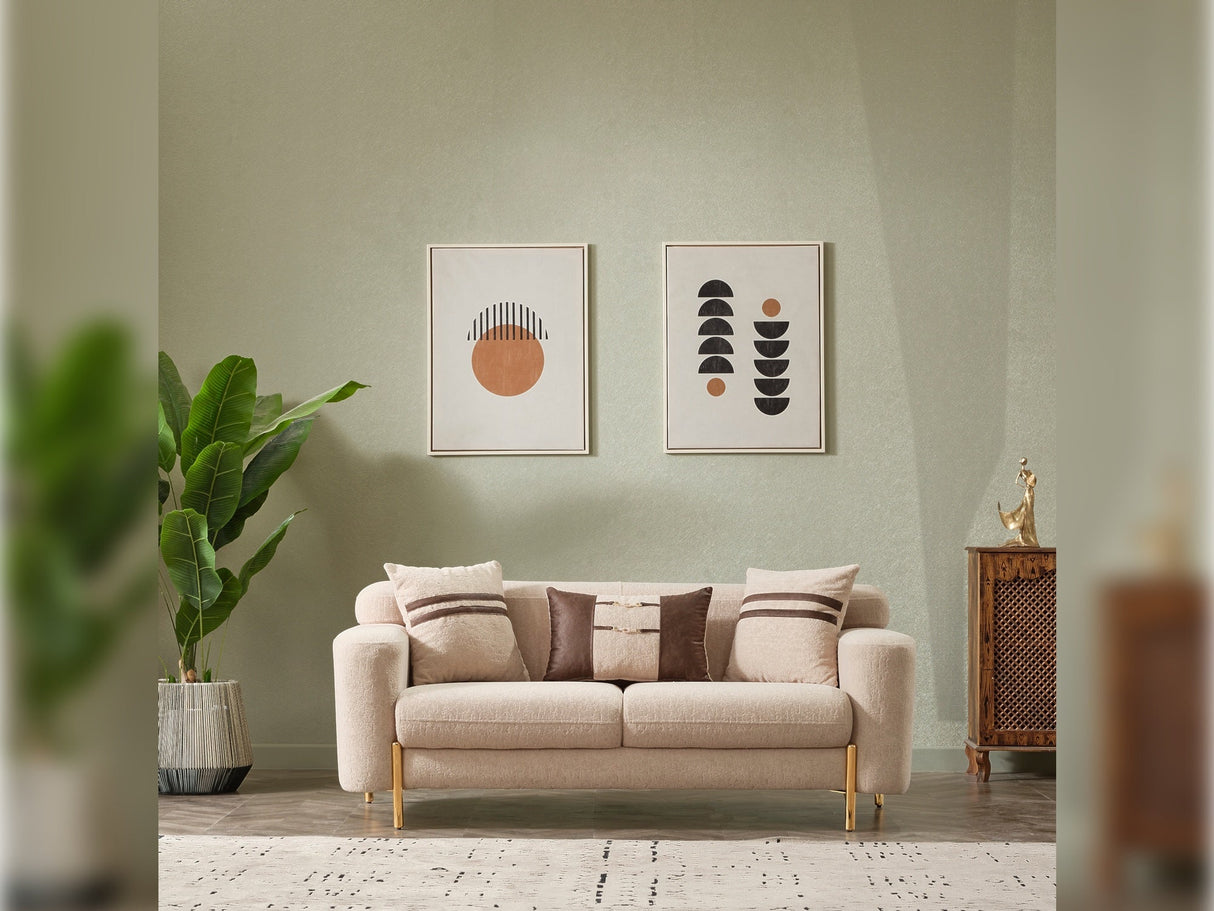 Shelby 4-pieces (2 Sofa & 2 Chair) Livingroom Set in Beige from Furnia - Luna Furniture