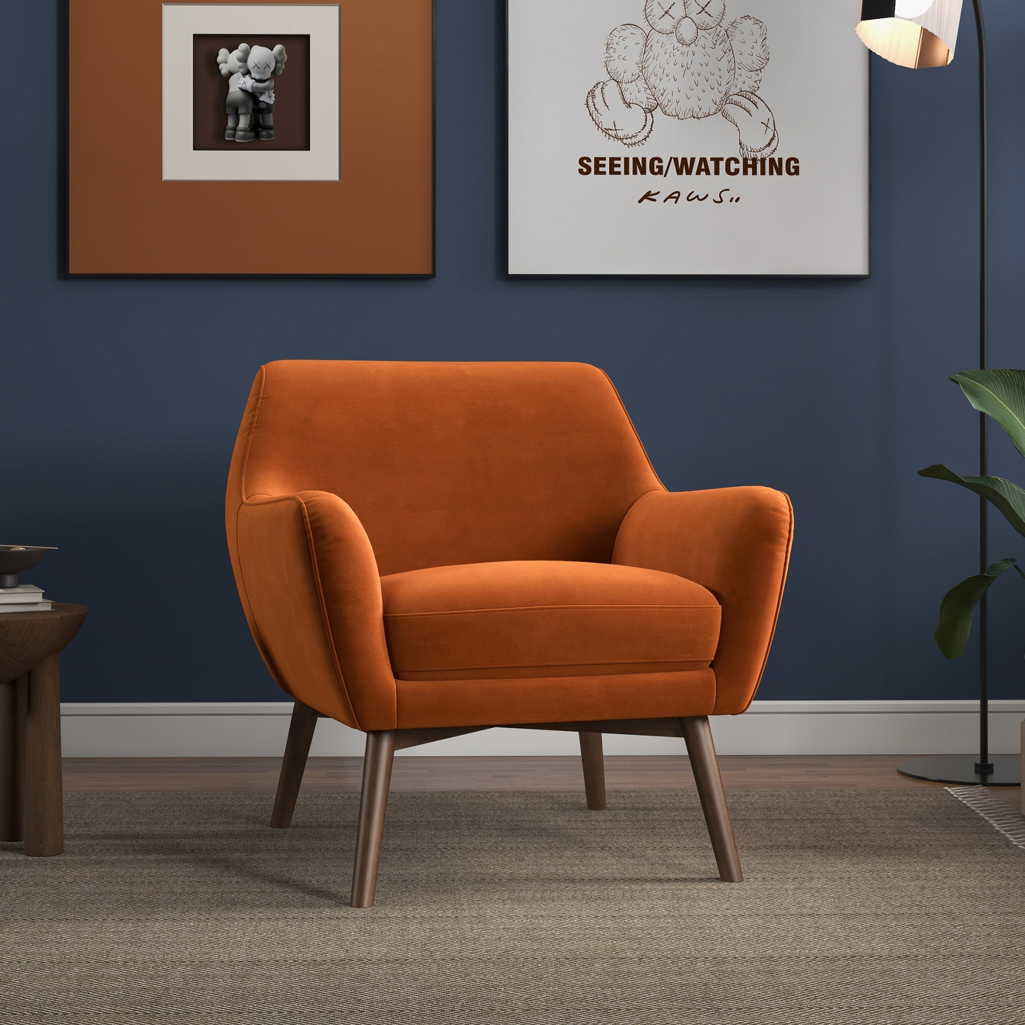 Panom Burnt Orange Velvet Lounge Chair – Luna Furniture