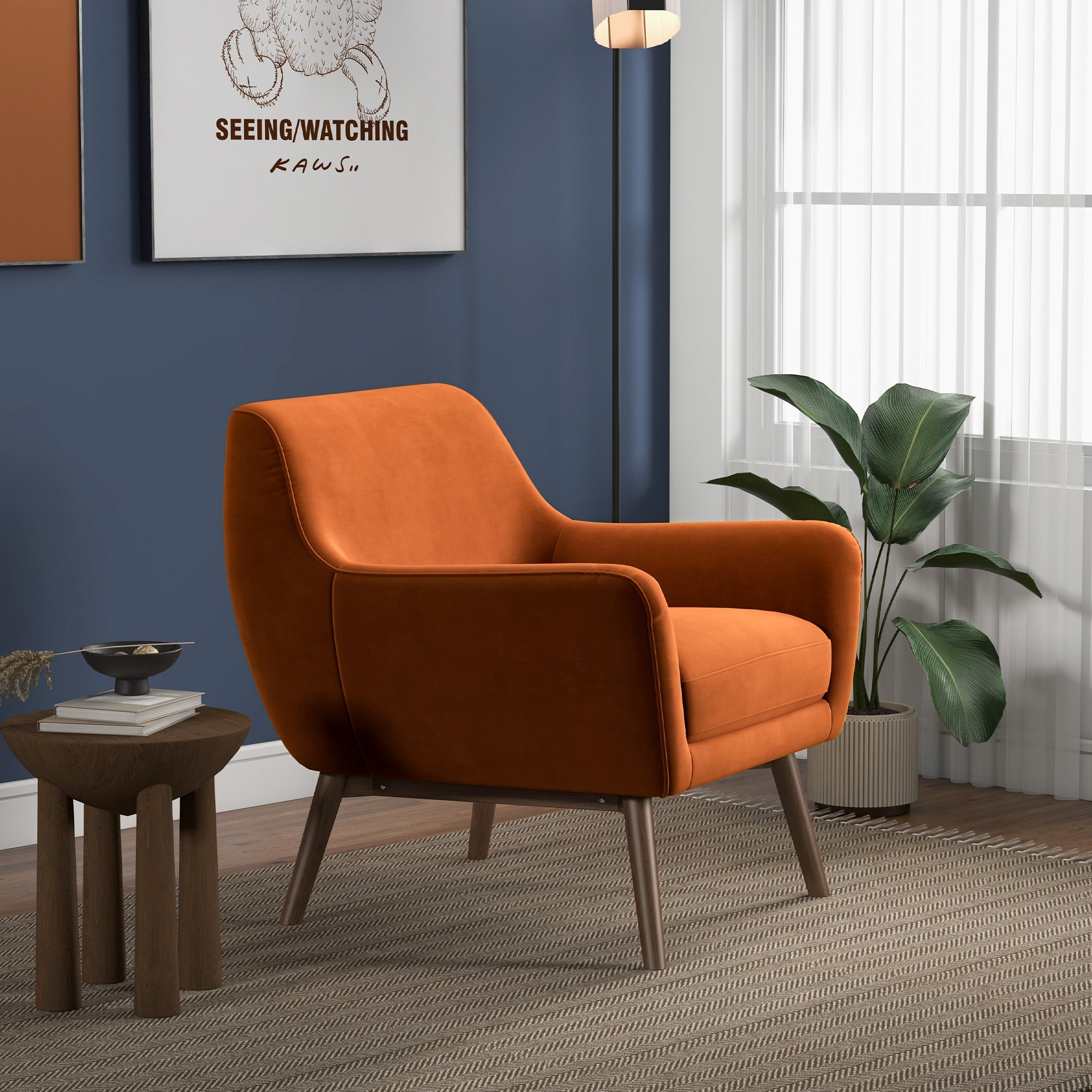 Panom Burnt Orange Velvet Lounge Chair – Luna Furniture