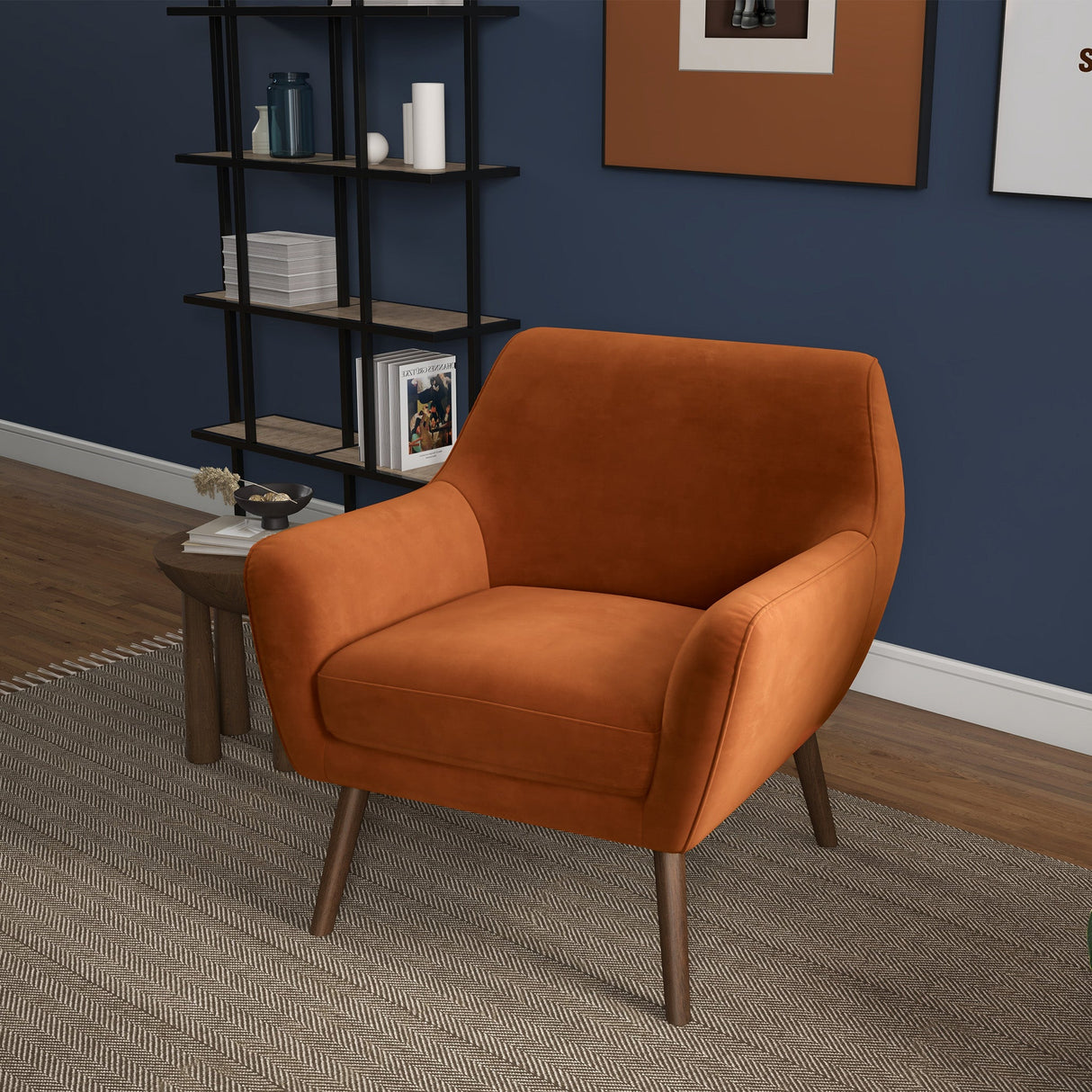 Panom Burnt Orange Velvet Lounge Chair from Midinmod - Luna Furniture