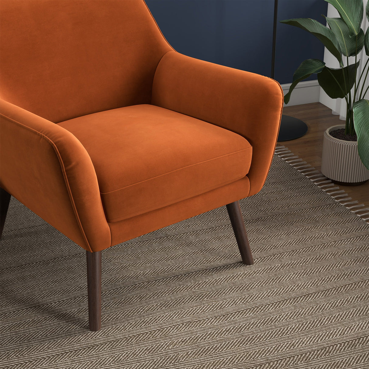 Panom Burnt Orange Velvet Lounge Chair from Midinmod - Luna Furniture