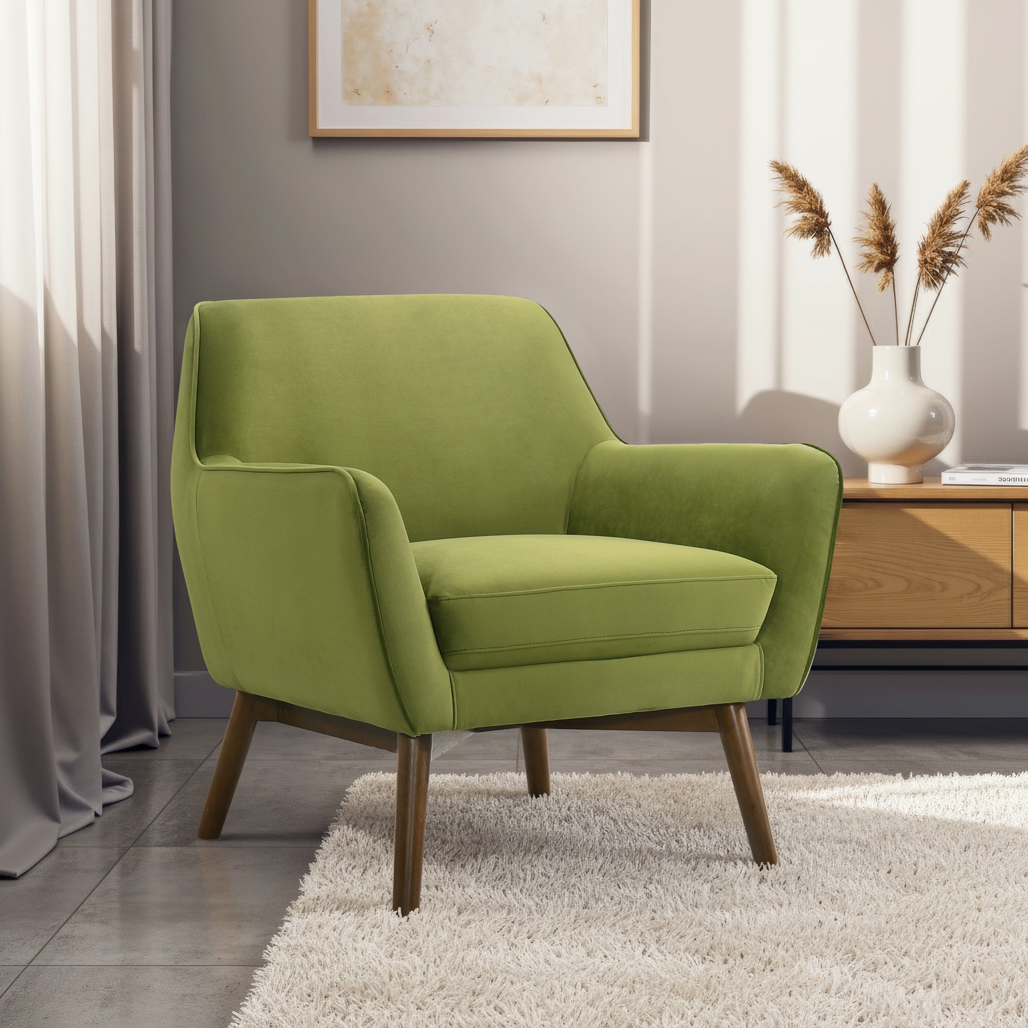 Panom Pistacho Green Velvet Lounge Chair – Luna Furniture
