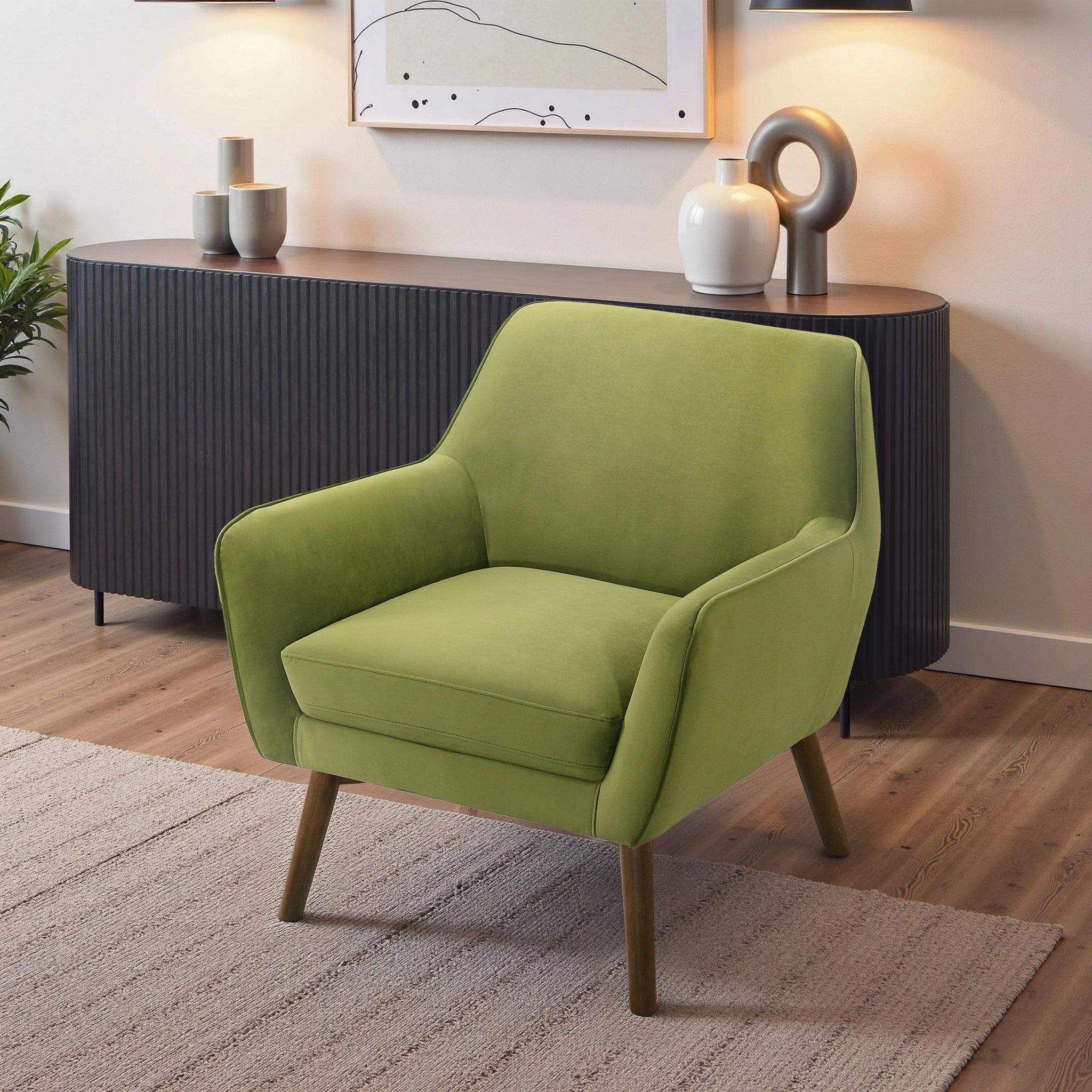 Ashcroft Furniture Panom Pistacho Green Velvet Lounge Chair – Luna