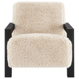 Paquet Latte Faux Fur Solid Wood Arm Chair from Coaster - Luna Furniture