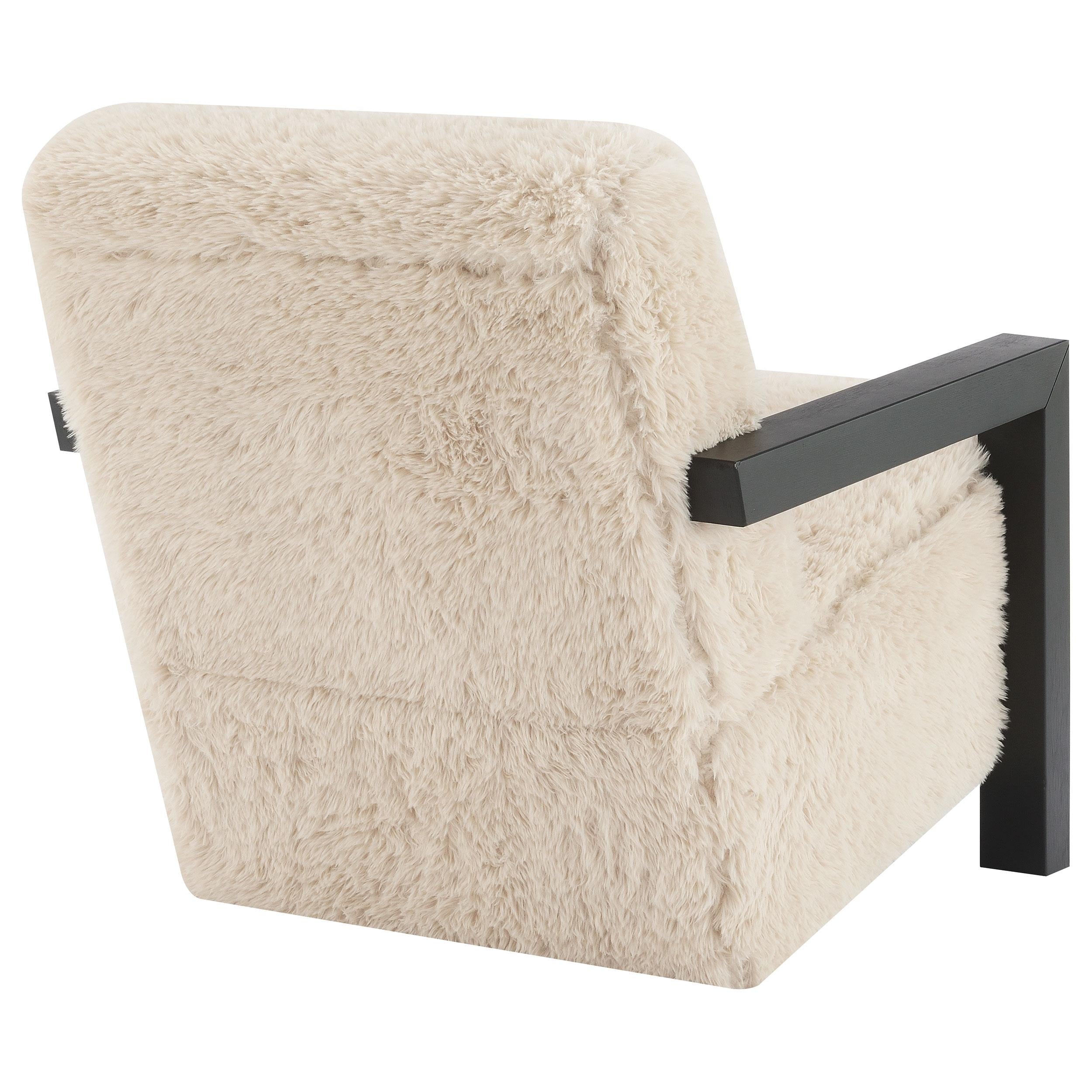 Coaster Paquet Latte Faux Fur Solid Wood Arm Chair – Luna Furniture