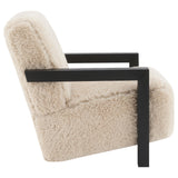 Paquet Latte Faux Fur Solid Wood Arm Chair from Coaster - Luna Furniture
