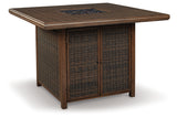 Paradise Trail Medium Brown Outdoor Bar Fire Pit Table with 6 Barstools from Ashley - Luna Furniture