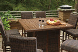 Paradise Trail Medium Brown Outdoor Counter Height Dining Table with 6 Barstools from Ashley - Luna Furniture