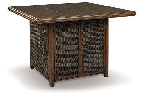 Paradise Trail Medium Brown Outdoor Counter Height Dining Table with 6 Barstools from Ashley - Luna Furniture