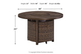Paradise Trail Medium Brown Outdoor Fire Pit Table with 4 Lounge Chairs from Ashley - Luna Furniture