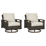 Paradise Trail Outdoor Sofa and 2 Lounge Chairs with Fire Pit Table in Medium Brown from Ashley - Luna Furniture